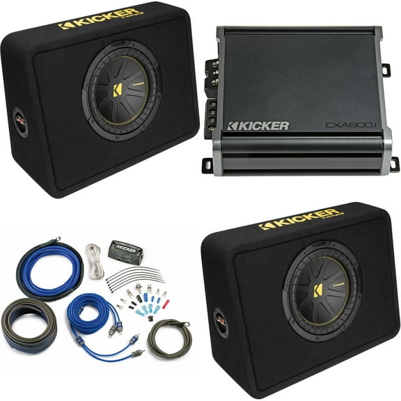 Kicker (2) 10 Inch Comp Truck Bass Package 50TCWC104 with 46CXA8001 and amp wire kit