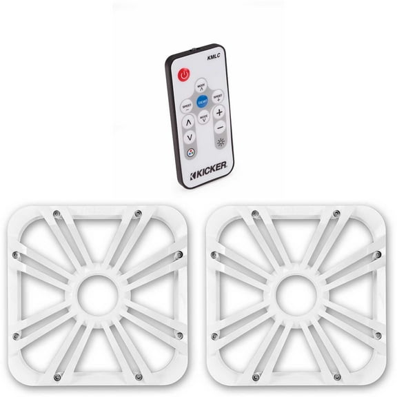 Kicker (2) 11L710GLW 10" White Grille w/LED for SoloBaric 11S10L7 Subwoofer Sub & 41KMLC Remote Bundle