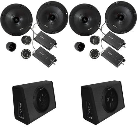 Kicker (2) 11PT250 Powered Sub Enclosure & (2) 46CSS674 6.75" Component Bundle