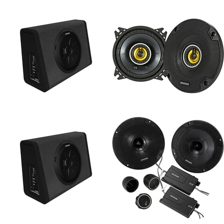 Kicker (2) 11PT250 Powered Sub Enclosure & 46CSS654 6.5" Component, 46CSC44 4" Bundle