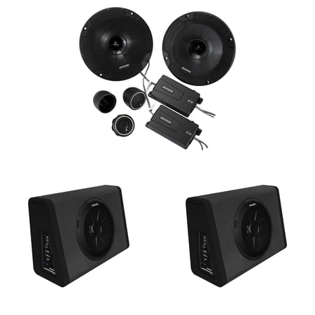 Kicker (2) 11PT250 Powered Sub Enclosure & 46CSS654 6.5" Component Bundle