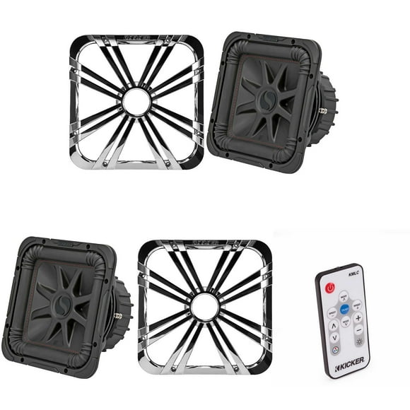 Kicker (2) 45L7R102 L7R 10-Inch (25cm) Subwoofer, Dual Voice Coil, 2-Ohm w/ Chrome LED Grill & Remote Bundle