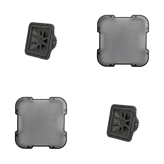 Kicker (2) 45L7R124 L7R 12" Subwoofer, Dual Voice Coil, 4-Ohm & 52GL712 Grill Bundle