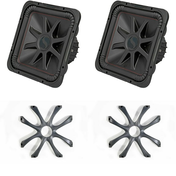 Kicker (2) 45L7R152 L7R 15-Inch (38cm) Subwoofer, Dual Voice Coil, 2-Ohm w/ Cast Aluminum Grill Bundle
