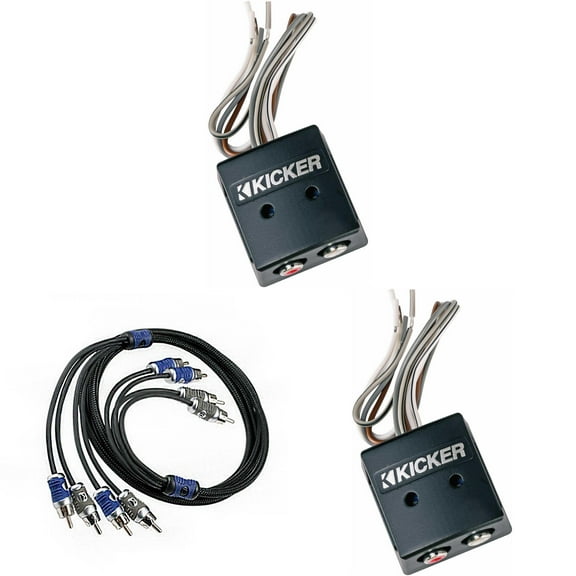 Kicker (2) 46KISLOC K-Series Interconnect, Speaker To Rca W/ Line-Out Converter & 46QI46 6 Meter 4 -Channel Signal Cable