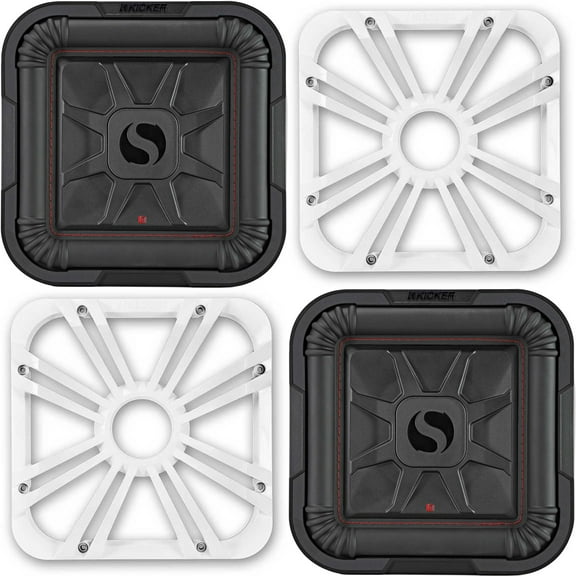 Kicker (2) 46L7T104 L7T L7-Thin 10-Inch (25cm) Subwoofer, Dual Voice Coil, 4-Ohm, 500 Watt w/ White LED Grill Bundle