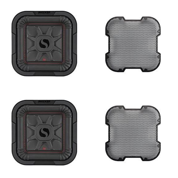 Kicker (2) 46L7T84 L7T L7-Thin 8" Subwoofer, Dual Voice Coil, 4-Ohm & 52GL78 Grill Bundle