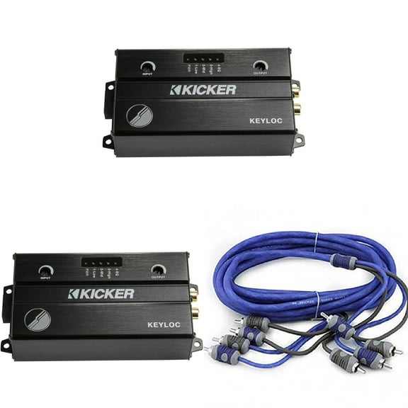 Kicker (2) 47KEYLOC Key Series Smart Powered Line-Out Converter & 46KI44 4 Meter 4-Channel Signal Cable