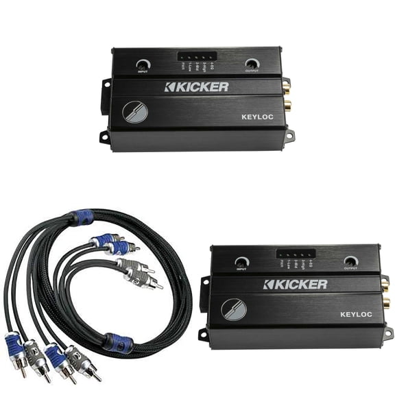 Kicker (2) 47KEYLOC Key Series Smart Powered Line-Out Converter & 46QI44 4 Meter 4-Channel Signal Cable