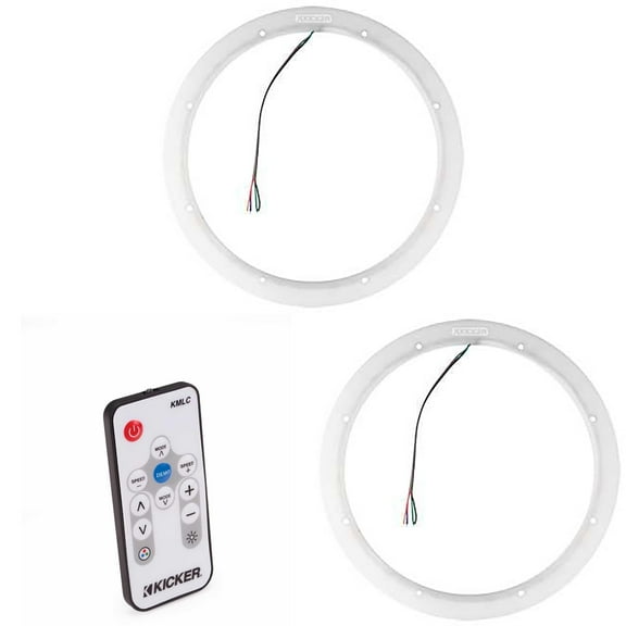 Kicker (2) 47KLSR10 10" Weather Proof Led Lighted Speaker Ring, Single w/ 41KMLC LED Remote Bundle