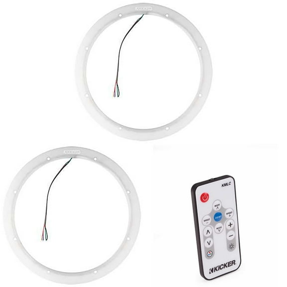 Kicker (2) 47KLSR8 8" Weather Proof Led Lighted Speaker Ring, Only Fits Km8 Coax, Pair w/ 41KMLC LED Remote Bundle
