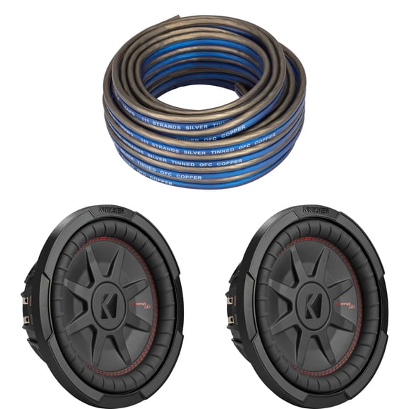 Kicker (2) 48CWRT104 CompRT 10" Subwoofer, DVC, 4-ohm - Includes Speaker Wire
