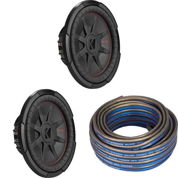 Kicker (2) 48CWRT122 CompRT 12" Subwoofer, DVC, 2-ohm - Includes Speaker Wire