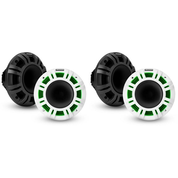 Kicker (2) 48KMXL65 6.5" 4-Ohm RGB-LED KMXL Horn-Loaded Marine Coaxial Speakers, Pairs