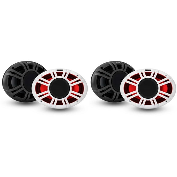 Kicker (2) 48KMXL69 6x9" 4-Ohm RGB-LED KMXL Horn-Loaded Marine Coaxial Speakers, Pairs