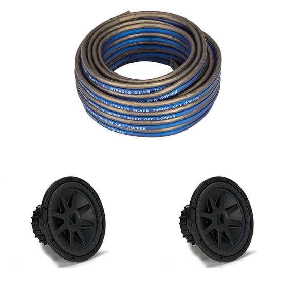 Kicker (2) 50CVX122 CompVX 12-Inch Subwoofer, Dual 2-Ohm & 46KW1620 16AWG 20ft Speaker Wire