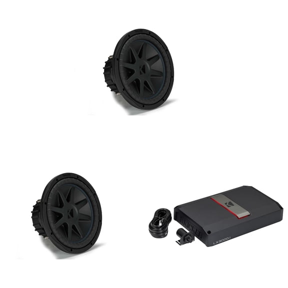 Kicker (2) 50CVX124 CompVX 12" Sub, Dual 4-Ohm & 51LX30001 Mono Amp Bundle