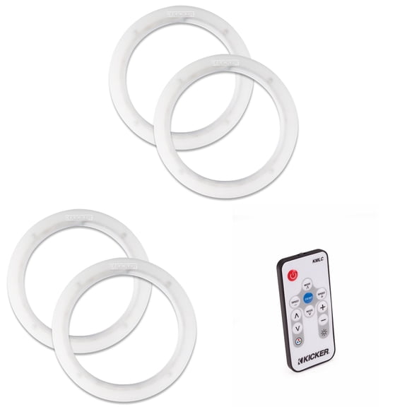 Kicker (2) 50KLSR65 6.5" Weather Proof Led Lighted Speaker Rings, 4 Total Rings & LED Remote Bundle