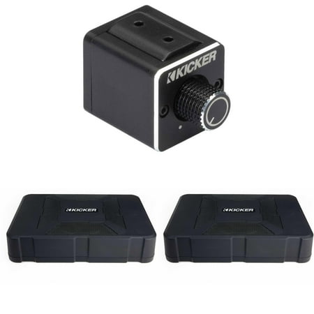 Kicker (2) 51HS8 Hideaway Compact Powered Subwoofer Enclosure with 8-Inch Subwoofer & 51DBRC Dual Amp Bass Remote Bundle