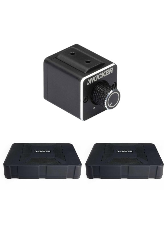 (2) 51HS8 Hideaway Compact Powered Subwoofer Enclosure with 8-Inch Subwoofer & 51DBRC Dual Amp Bass Remote Bundle