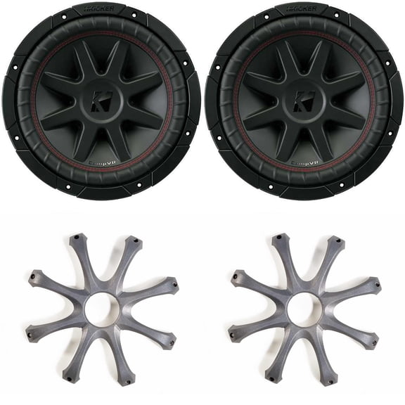 Kicker (2) CompVR 10-Inch (25cm) Subwoofer, DVC, 4-Ohm,  w/ GR100 Grills
