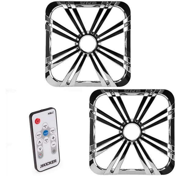 Kicker (2) L710GLCR (11L710GLCR) 10" Square Chrome Subwoofer LED Grille & 41KMLC Remote Bundle