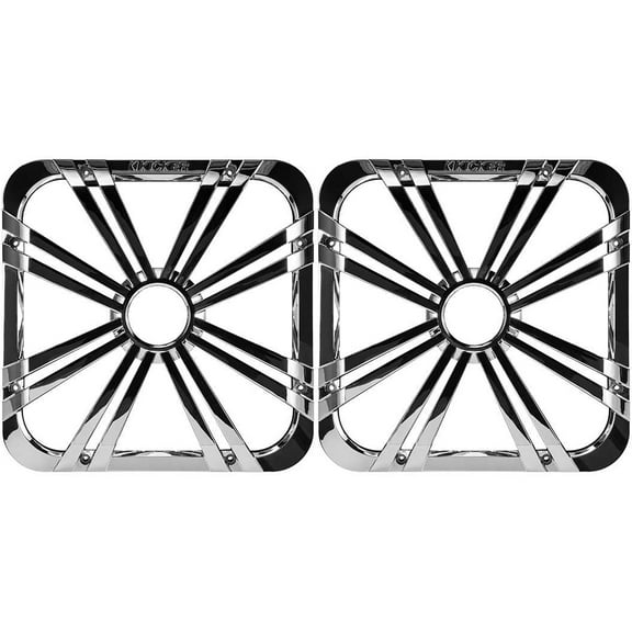 Kicker (2) L710GLCR (11L710GLCR) 10" Square Chrome Subwoofer LED Grille Bundle