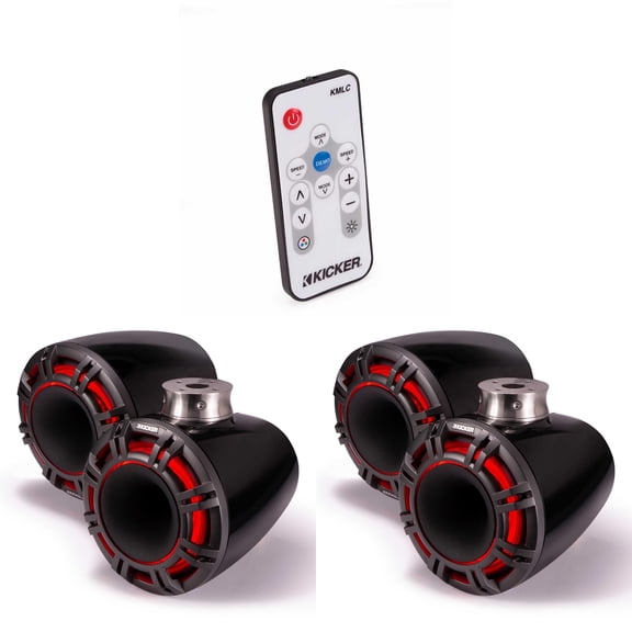 Kicker (2 Pair ) 47KMFC9 9"Horn-Loaded Tower Speakers with Flat-Mount Tower Adapters, Black ( Includes LED Remote )