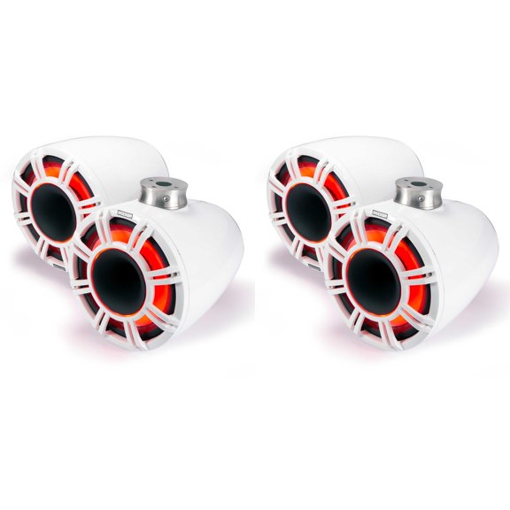 Kicker (2 Pair ) 47KMFC9W 9" White Horn-Loaded Tower Speakers with Flat-Mount Tower Adapters
