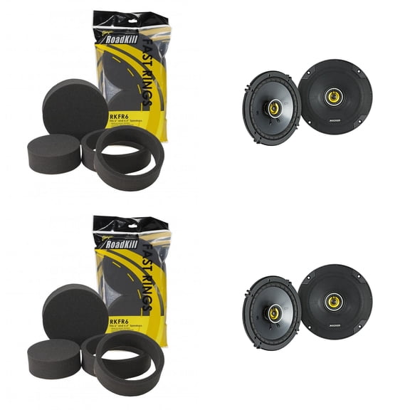Kicker (2 Pair ) CSC 6.5" Coaxial with RKFR6 Foam Fast Ring Speaker Enhancement Kit
