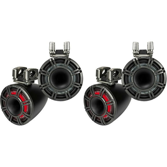 Kicker (2 Pair ) KMTC114 11" Horn-Loaded Wake Tower Speaker System in Black, Pair, 4-Ohm