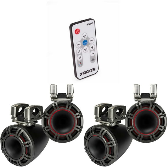 Kicker (2 Pair ) KMTC94 NEW KMTC9 9" Horn- Loaded Tower System Pair 4-Ohm, Black ( Includes LED Remote )