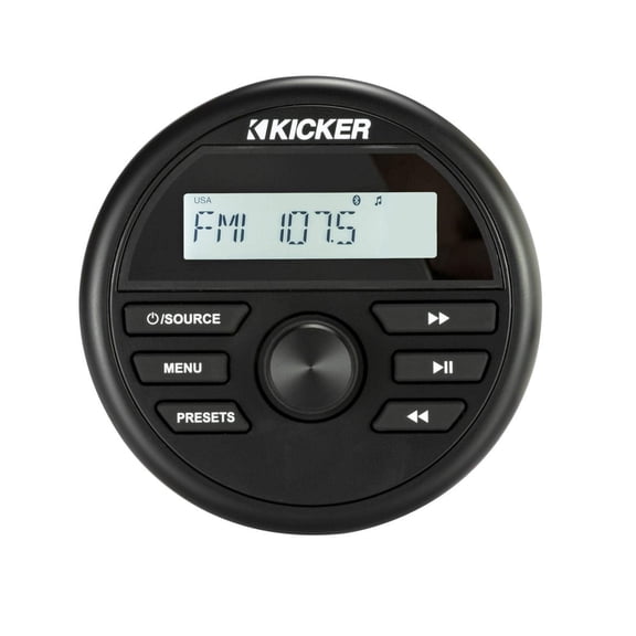 Kicker 200W 4-Channel Gauge Mount Marine Radio with Bluetooth, Black, 46KMC2