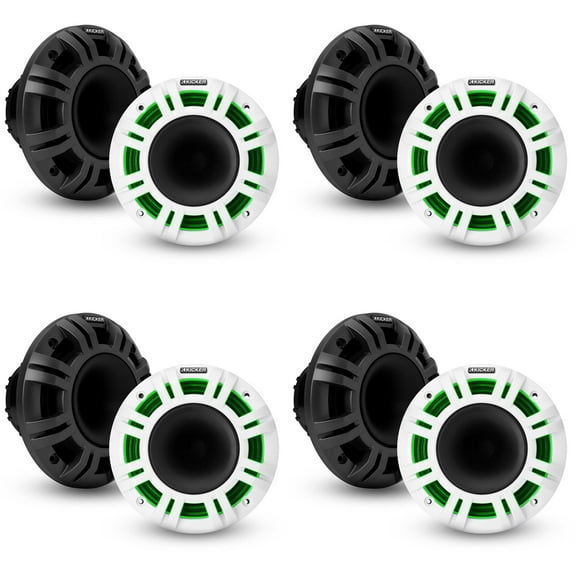 Kicker (4) 48KMXL65 6.5" 4-Ohm RGB-LED KMXL Horn-Loaded Marine Coaxial Speakers, Pairs