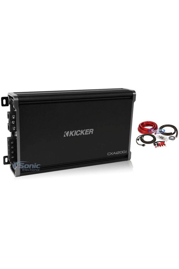 Kicker 43CXA12001 CXA1200.1 Monoblock Amplifier + Free Amp Kit 2400W Peak (1200W RMS) Monoblock Class-D Subwoofer Amplifier Package