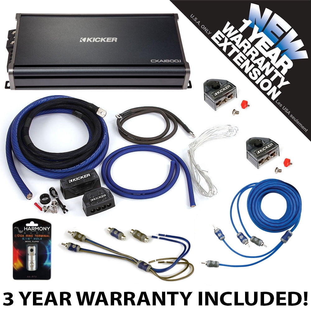 Kicker 43CXA18001 Car Audio Sub Amp CXA1800.1 w/ PKD1 Amplifier Kit