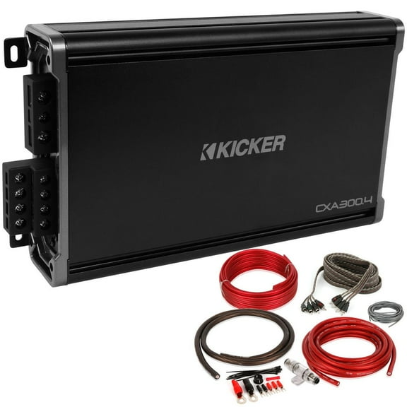 Kicker 43CXA3004 CXA300.4 300 W 4-Channel Amplifier + Premium Amp Wiring Kit