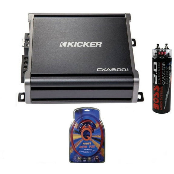 Kicker 43CXA6001 600 Watt RMS Monoblock Amp Mono Amplifier + Wiring + Capacitor