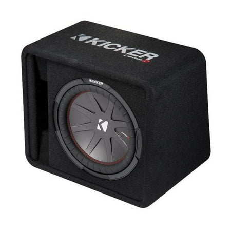 KICKER - CompR 12" Dual-Voice-Coil 2-Ohm Loaded Subwoofer Enclosure - Black