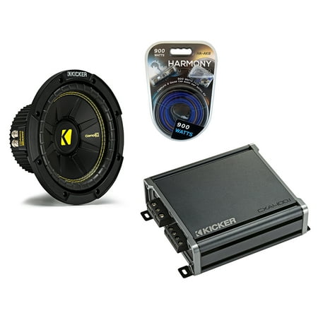 Kicker 44CWCD84 Dual 8" Sub, Kicker 46CXA4001 800W Sub Amp & 8 Gauge Amp Kit