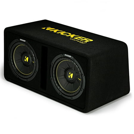 KICKER - CompC Loaded Enclosures Dual Single-Voice-Coil 2-Ohm Subwoofers - Black carpet