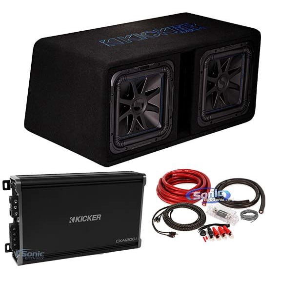 Kicker 44DL7S122 Loaded Subwoofer Enclosure + Kicker 43CXA1200.1 + Free Amp Kit