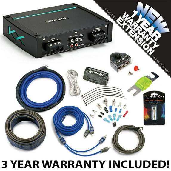 Kicker 44KXMA4002 Car Audio 2 Channel Amp KXMA400.2 Amplifier Kit Accessories