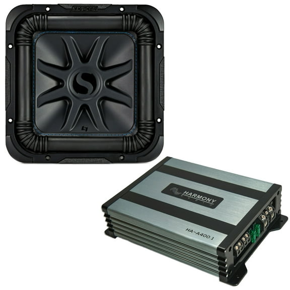 Kicker 44L7S104 Car Audio Solo-Baric 10" Subwoofer Square L7 Dual 4 Ohm Includes Harmony HA-A400.1 Mono Amplifier