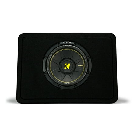 KICKER - CompC Loaded Enclosures Single-Voice-Coil 2-Ohm Subwoofer - Black carpet
