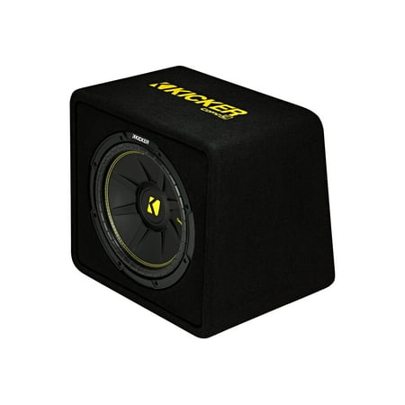 KICKER - CompC Loaded Enclosures Single-Voice-Coil 2-Ohm Subwoofer - Black carpet