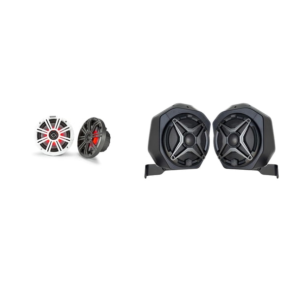 Kicker 45KM654L 6.5" LED Marine Speakers Bundled with Rear Speaker Pods Compatible with 2021-2025 Bronco 2-Door