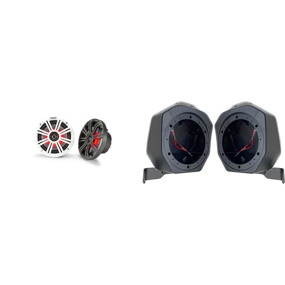 Kicker 45KM654L 6.5" LED Marine Speakers and Rear Speaker Pod 6.5in Compatible with Ford Bronco 2021-2024 4-Door