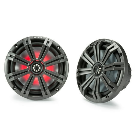 KICKER - KM Series 8" 2-Way Marine Speakers with Polypropylene Cones Pair - Charcoal And White