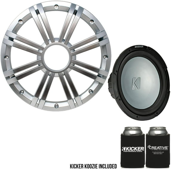 Kicker 45KMF104 10 Inch LED Marine Subwoofer in Silver 4 Ohm each (FreeAir)